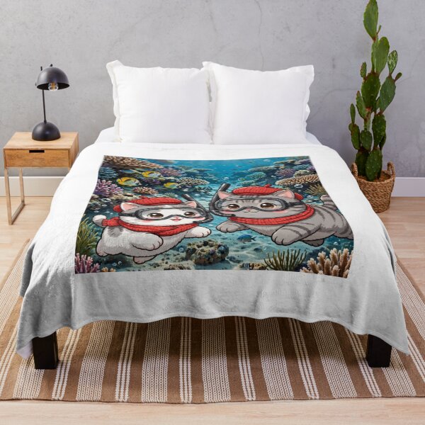 Item preview, Kawaii Cats Snorkeling Red Sea Egypt - Freda and Junior Coral Reef designed and sold by MAISON SYLVIE.