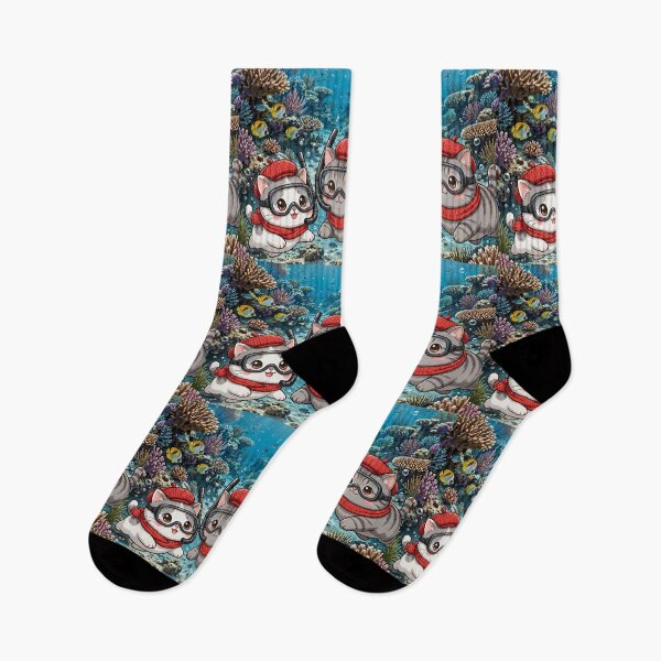 Item preview, Kawaii Cats Snorkeling Red Sea Egypt - Freda and Junior Coral Reef designed and sold by MAISON SYLVIE.