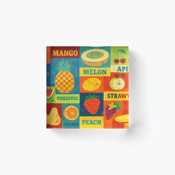 Item preview, Retro 60s Pop Art Fruit Block Pattern - Colorful Kitchen designed and sold by Ela Art Space .