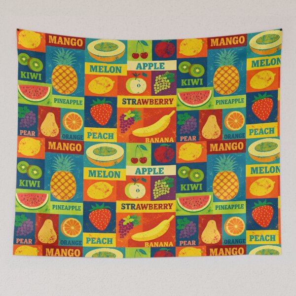 Item preview, Retro 60s Pop Art Fruit Block Pattern - Colorful Kitchen designed and sold by Ela Art Space .