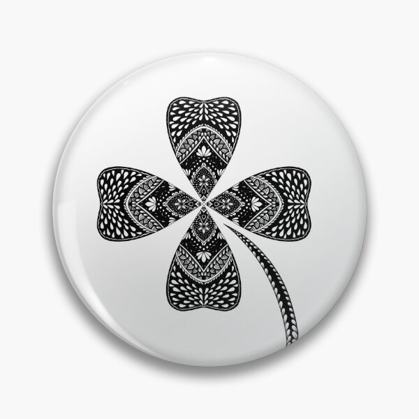 Item preview, Black and White Ornamental Floral Clover | Intricate Mandala Botanical Pattern designed and sold by Little Dora Art.