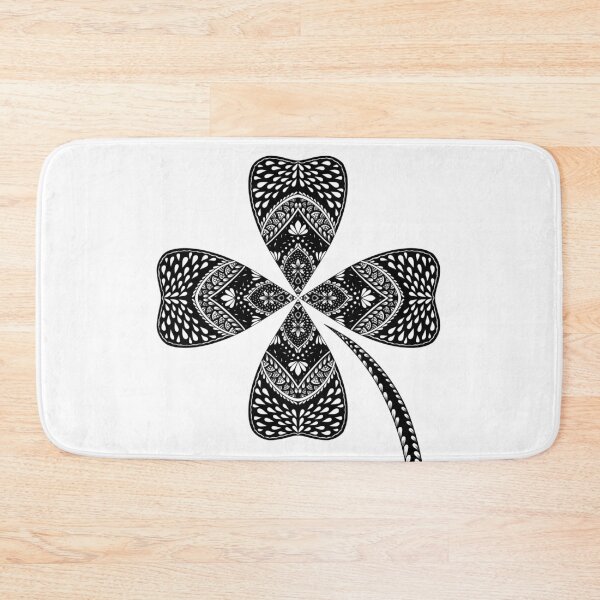 Item preview, Black and White Ornamental Floral Clover | Intricate Mandala Botanical Pattern designed and sold by Little Dora Art.