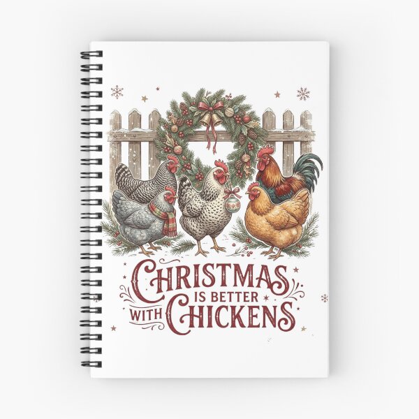 Item preview, Christmas Is Better With Chickens Funny Backyard Flock Holiday Farmhouse Illustration designed and sold by raedattia.