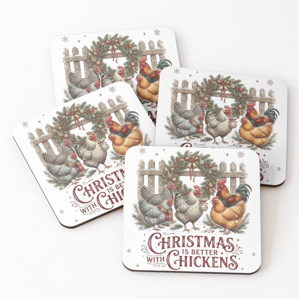 Item preview, Christmas Is Better With Chickens Funny Backyard Flock Holiday Farmhouse Illustration designed and sold by raedattia.