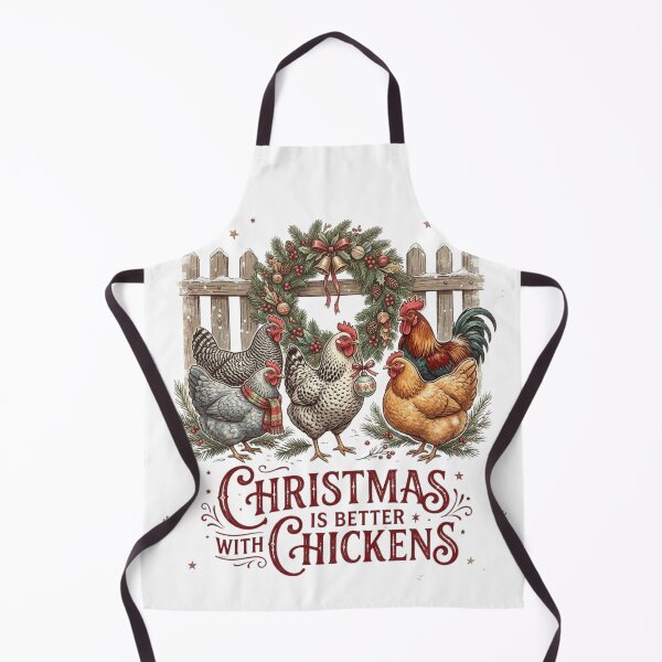 Item preview, Christmas Is Better With Chickens Funny Backyard Flock Holiday Farmhouse Illustration designed and sold by raedattia.