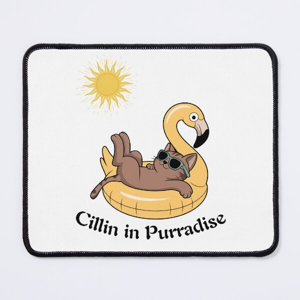 Item preview, Title: Chillin in Purradise – Relaxing Cat on a Duck Kawaii Design designed and sold by teeNova Wear.