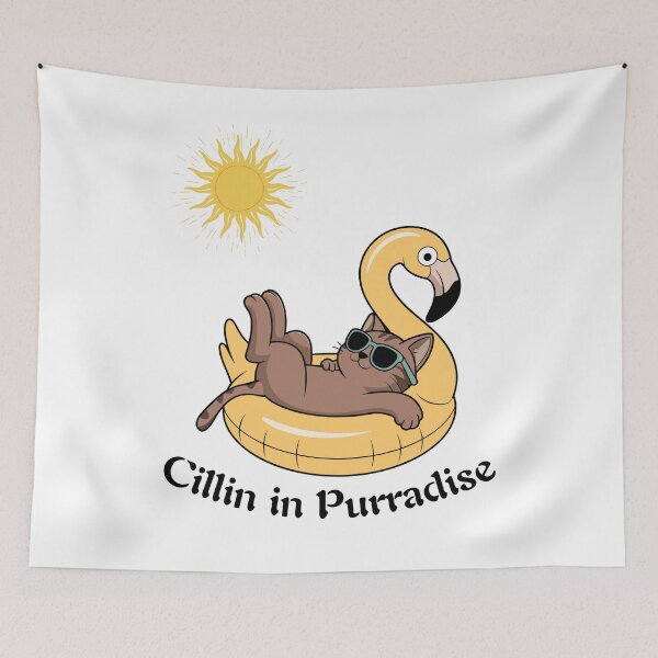 Item preview, Title: Chillin in Purradise – Relaxing Cat on a Duck Kawaii Design designed and sold by teeNova Wear.