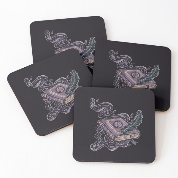 Item preview, Purple Spellbook Feather Magic Smoke Grimoire Watercolor designed and sold by esmavart.