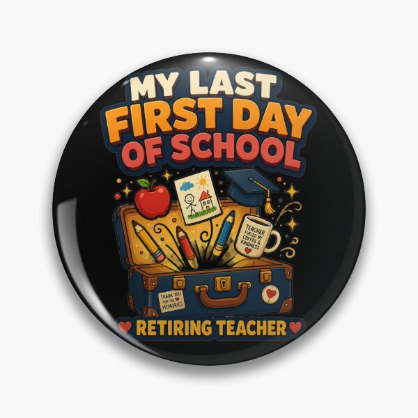 Item preview, My Last First Day of School Retiring Teacher Packed Suitcase Cartoon Art Teacher Retirement Gift for Teachers designed and sold by Nightarel.