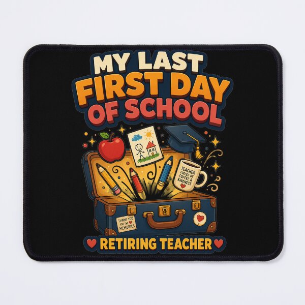 Item preview, My Last First Day of School Retiring Teacher Packed Suitcase Cartoon Art Teacher Retirement Gift for Teachers designed and sold by Nightarel.