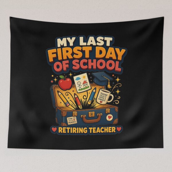 Item preview, My Last First Day of School Retiring Teacher Packed Suitcase Cartoon Art Teacher Retirement Gift for Teachers designed and sold by Nightarel.