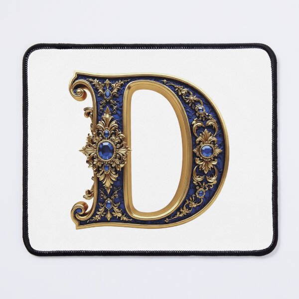 Item preview, Luxury Initial Letter D Royal Blue and Gold Monogram Art designed and sold by WildArtIT.