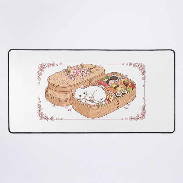 Item preview, Cute Cat in Japanese Bento Box - Sakura Cherry Blossom & Sushi Art designed and sold by PetalsPaws.