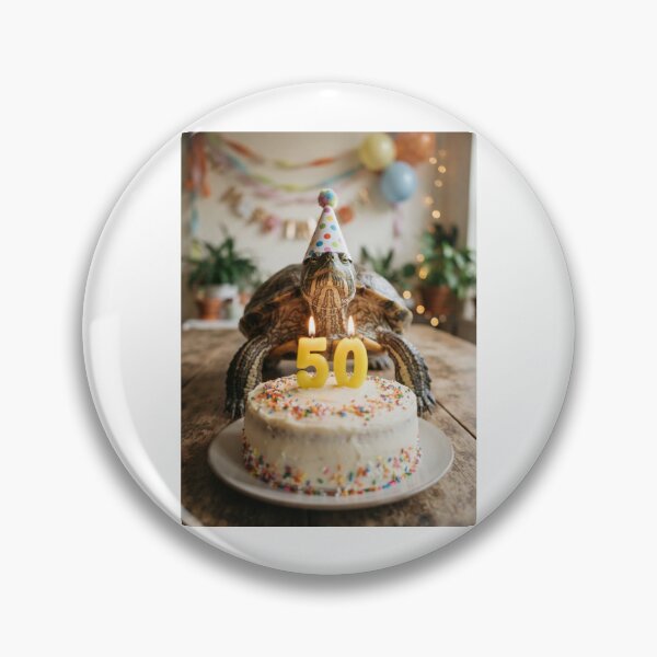 Item preview, Turtle 50th birthday cute adorable cake party baby kawaii designed and sold by CheeseBlueprint.