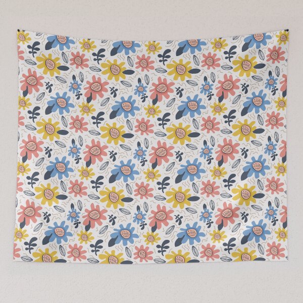 Item preview, Retro Doodle Daisy Flower Pattern designed and sold by Zaya_art.