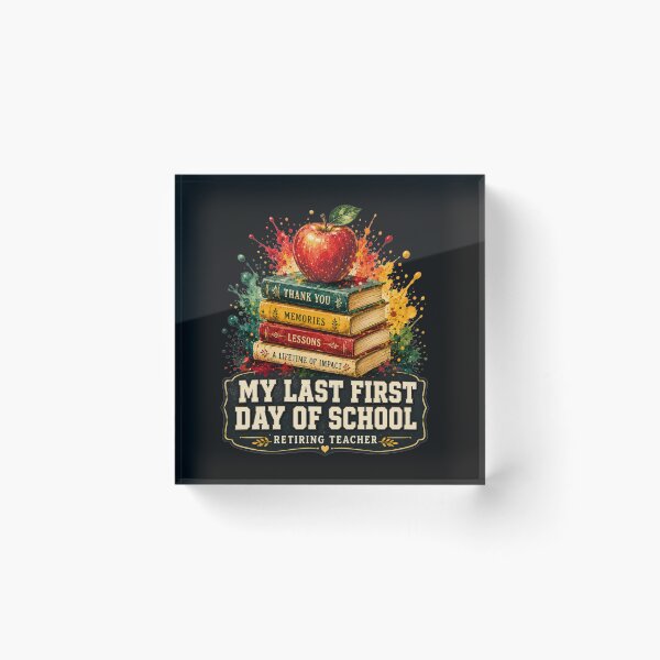 Item preview, My Last First Day of School Retiring Teacher Stacked Books Thank You Art Teacher Retirement Gift for Teachers designed and sold by Nightarel.