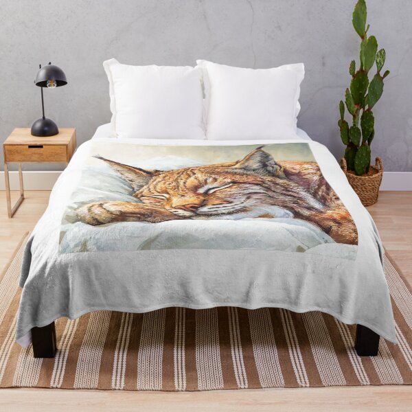 Item preview, Sleeping Lynx Wild Portrait Painting Comfort designed and sold by GiancarloWash.