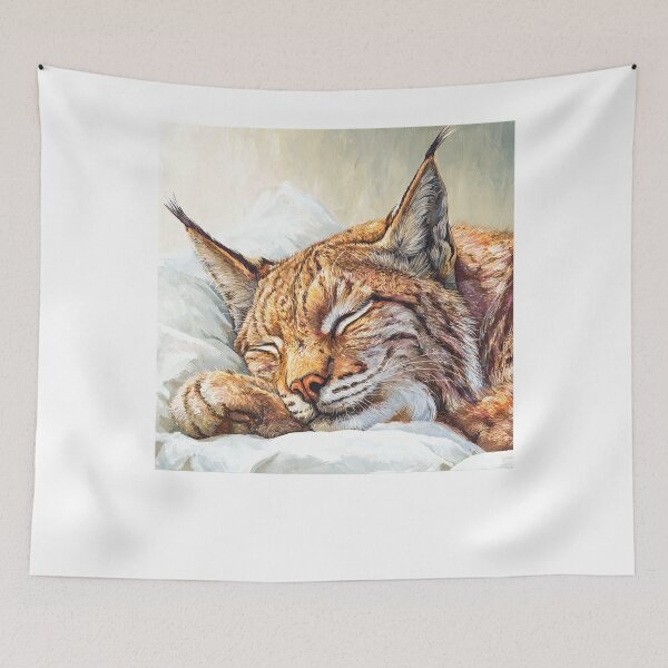 Item preview, Sleeping Lynx Wild Portrait Painting Comfort designed and sold by GiancarloWash.