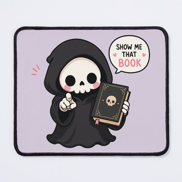 Item preview, Show Me That Book Cute Grim Reaper designed and sold by BrownHorse90s.