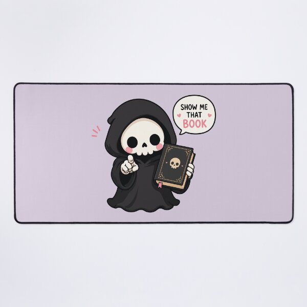 Item preview, Show Me That Book Cute Grim Reaper designed and sold by BrownHorse90s.