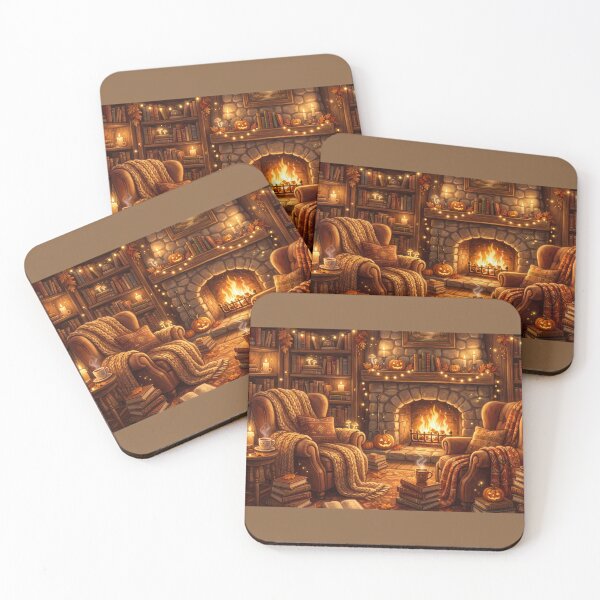 Item preview, Cozy Fireplace Reading Room | Warm Book Lover Cottagecore Wall Art designed and sold by SebastianSpace.