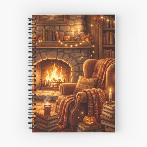 Item preview, Cozy Fireplace Reading Room | Warm Book Lover Cottagecore Wall Art designed and sold by SebastianSpace.