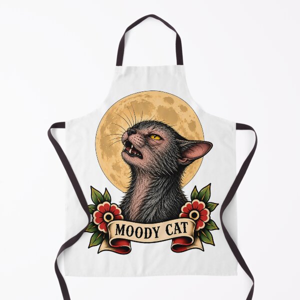 Artikelvorschau, Moody Cat Black Cat Full Moon Tattoo entworfen und verkauft von Old's Cool Cat Studio.