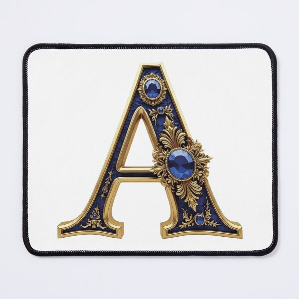 Item preview, Luxury Initial Letter A Royal Blue and Gold Monogram Art designed and sold by WildArtIT.