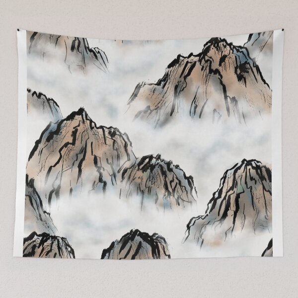 Item preview, Chinese Ink Painting Mountains in Mist – Shan Shui Landscape designed and sold by Sveta Aho.