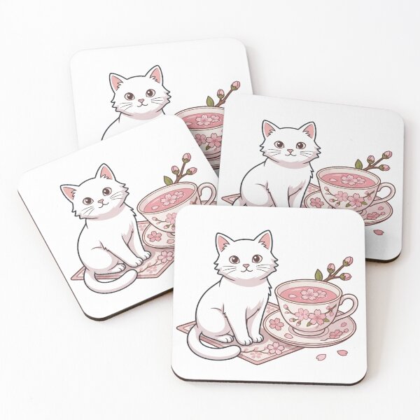 Item preview, Cute Cat with Sakura Cherry Blossom Tea Cup - Japanese Kawaii Tea Time designed and sold by PetalsPaws.