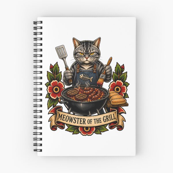 Item preview, Meowster Of The Grill BBQ Chef Cat Tattoo designed and sold by Old's Cool Cat Studio.
