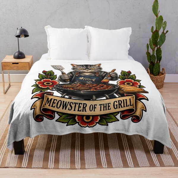 Item preview, Meowster Of The Grill BBQ Chef Cat Tattoo designed and sold by Old's Cool Cat Studio.
