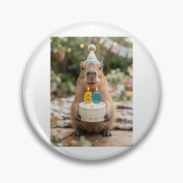 Item preview, Capybara 60th birthday cute adorable cake party baby kawaii designed and sold by CheeseBlueprint.