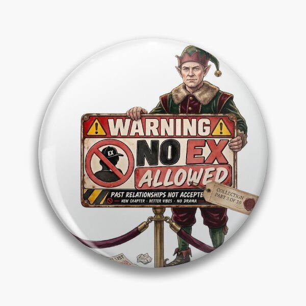 Item preview, Funny Christmas Elf Warning No Ex Allowed Vintage Watercolor designed and sold by Sitred123.