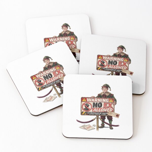 Item preview, Funny Christmas Elf Warning No Ex Allowed Vintage Watercolor designed and sold by Sitred123.