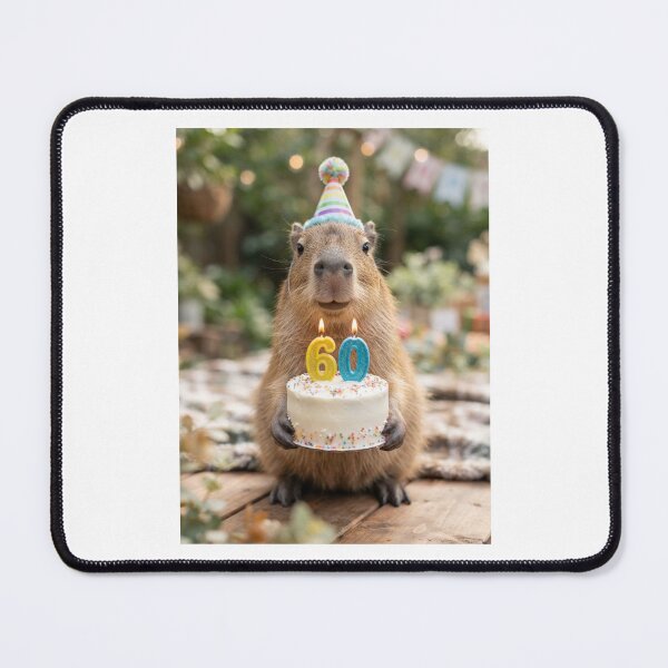 Item preview, Capybara 60th birthday cute adorable cake party baby kawaii designed and sold by CheeseBlueprint.