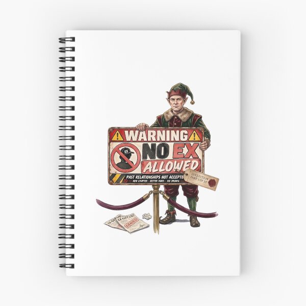 Item preview, Funny Christmas Elf Warning No Ex Allowed Vintage Watercolor designed and sold by Sitred123.