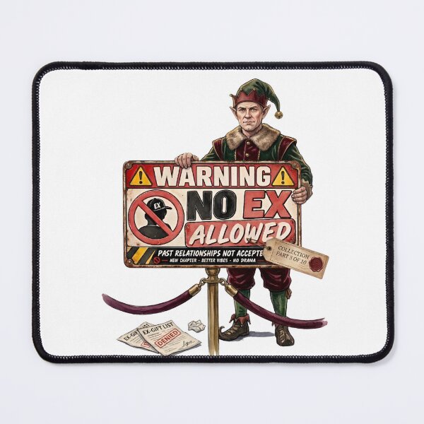 Item preview, Funny Christmas Elf Warning No Ex Allowed Vintage Watercolor designed and sold by Sitred123.
