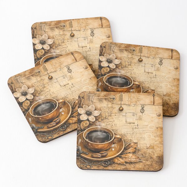 Item preview, Vintage Coffee and Sheet Music – Autumn Café Collage Art Print designed and sold by Kaleidoscope Print.