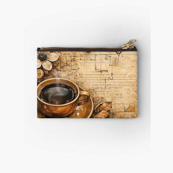 Aperçu de l'œuvre Impression d'art collage « Café d'automne » vintage avec café et partitions. créée et vendue par Kaleidoscope Print.