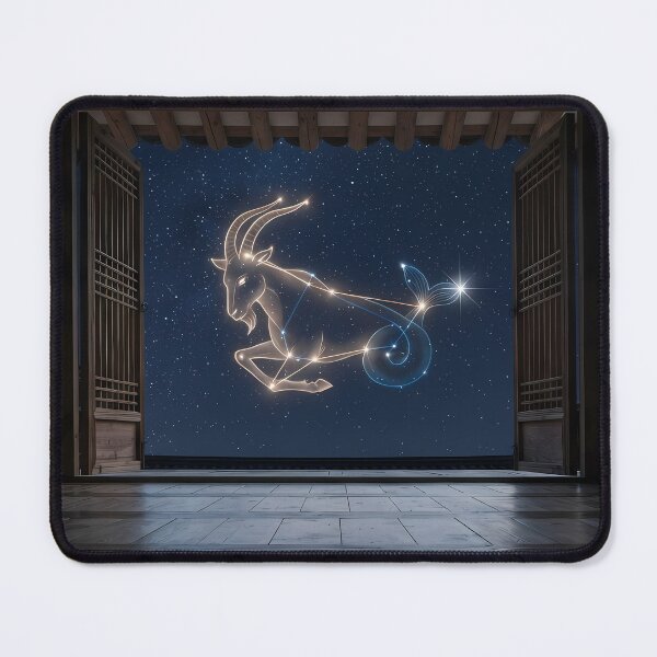 Item preview, Capricornus Constellation over a Traditional Hanok: The Sea-Goat’s Wisdom | Fine Art Print designed and sold by SOOstudio73.