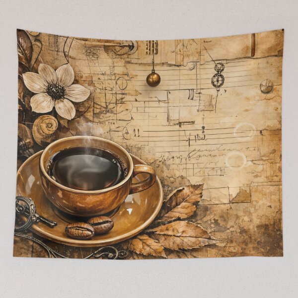 Item preview, Vintage Coffee and Sheet Music – Autumn Café Collage Art Print designed and sold by Kaleidoscope Print.