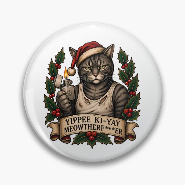 Item preview, Yippee Ki-Yay Funny Christmas Cat designed and sold by Old's Cool Cat Studio.