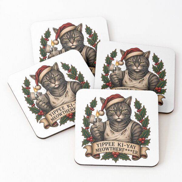 Item preview, Yippee Ki-Yay Funny Christmas Cat designed and sold by Old's Cool Cat Studio.