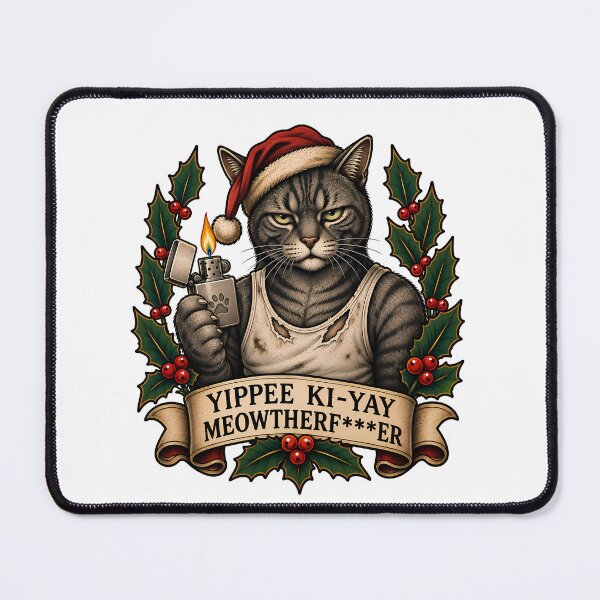 Item preview, Yippee Ki-Yay Funny Christmas Cat designed and sold by Old's Cool Cat Studio.