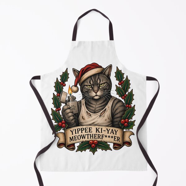 Item preview, Yippee Ki-Yay Funny Christmas Cat designed and sold by Old's Cool Cat Studio.