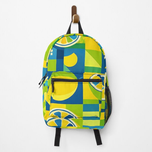 Item preview, Geometric Cubism Fruit Mosaic - Blue Yellow Lemon Banana designed and sold by Ela Art Space .