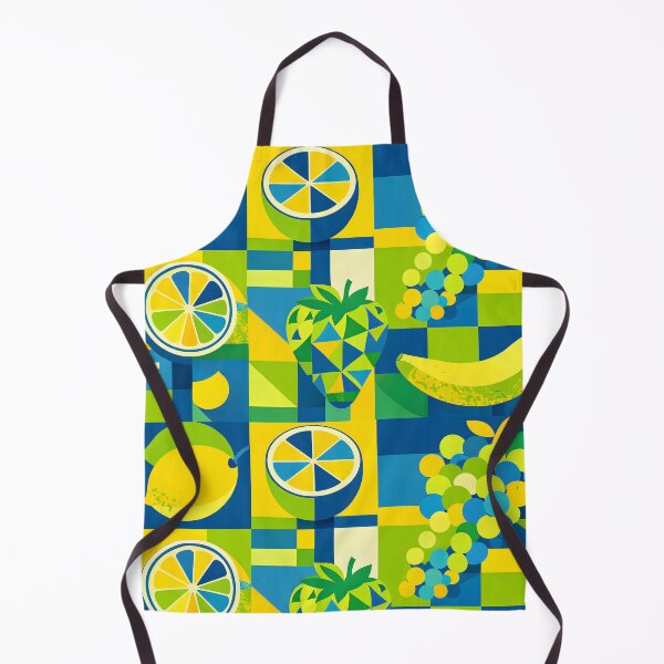 Item preview, Geometric Cubism Fruit Mosaic - Blue Yellow Lemon Banana designed and sold by Ela Art Space .