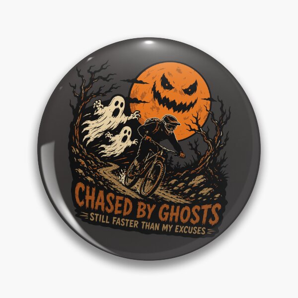 Item preview, Ghosts Can't Catch Me MTB Sticker | Funny Halloween Mountain Bike Decal | Halloride Collection designed and sold by SingleTrackes.