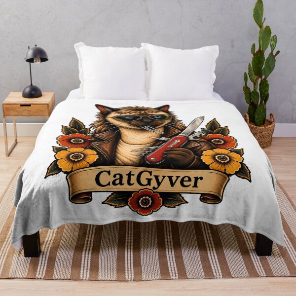 Item preview, CatGyver Siamese Cat Tattoo designed and sold by Old's Cool Cat Studio.